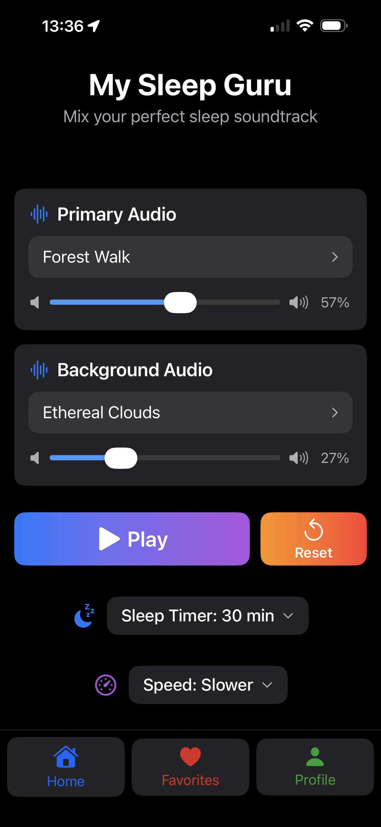 Sleep Guru Main Screen